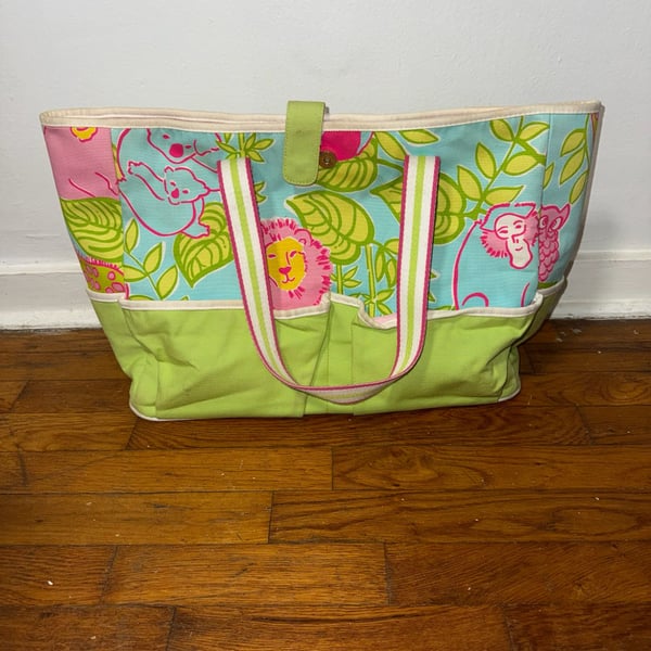Vintage Lilly Pulitzer Canvas Tote Bag One Size Multic