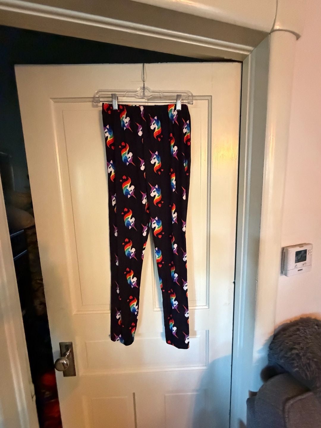 Unicorn Print Leggings Size Plus Size Black Rainbow Hearts 2