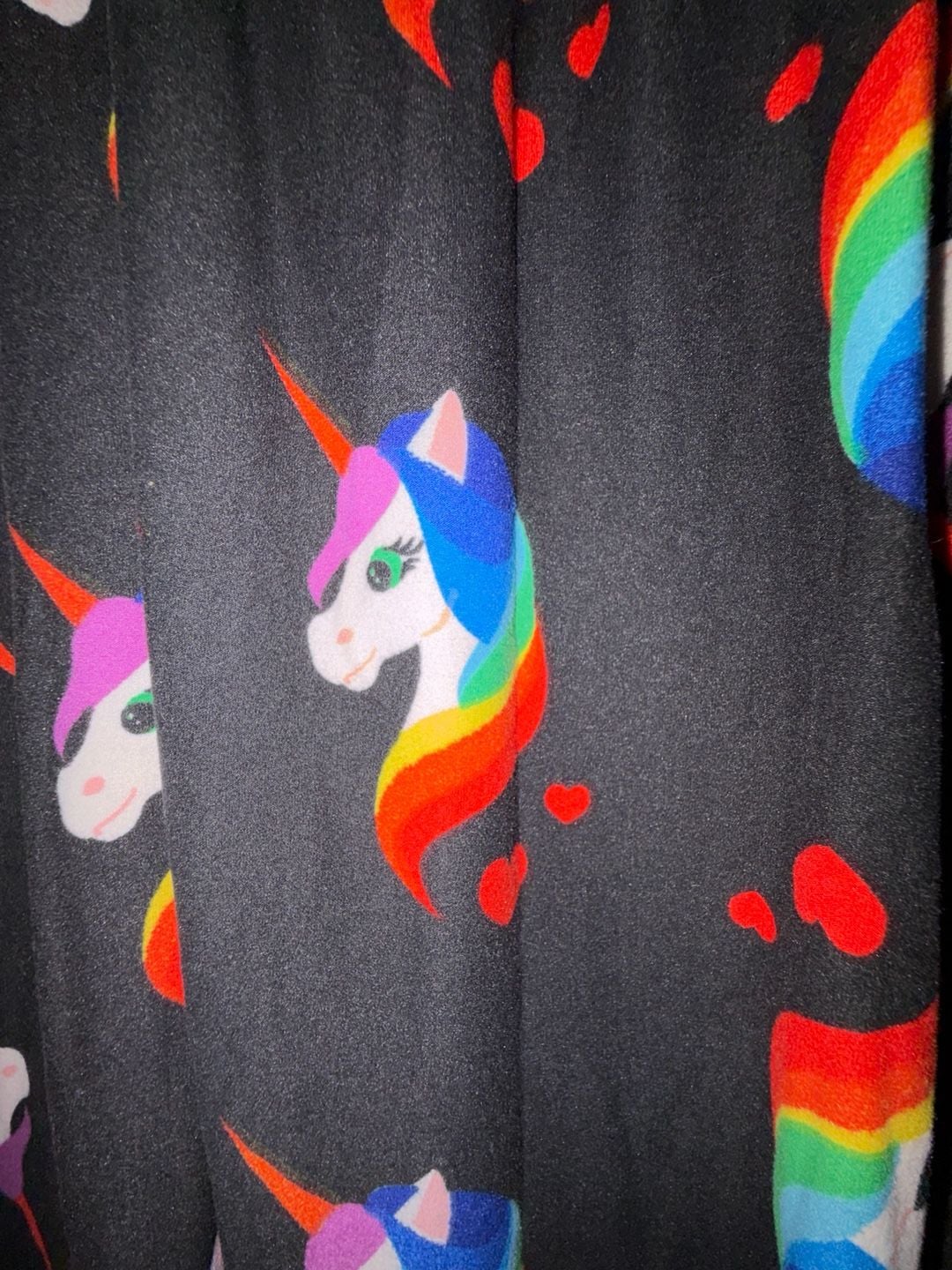 Unicorn Print Leggings Size Plus Size Black Rainbow Hearts 3