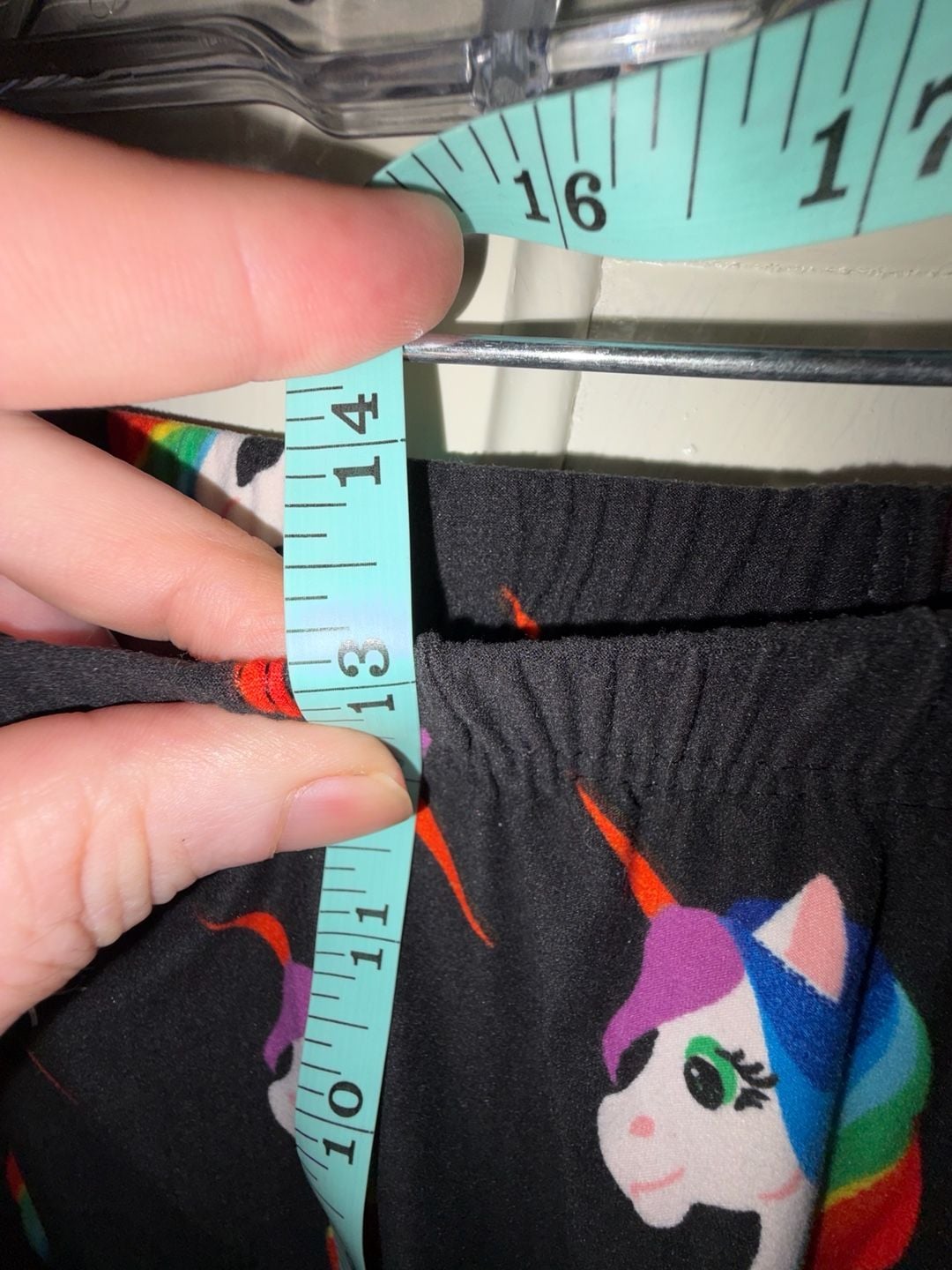 Unicorn Print Leggings Size Plus Size Black Rainbow Hearts 6