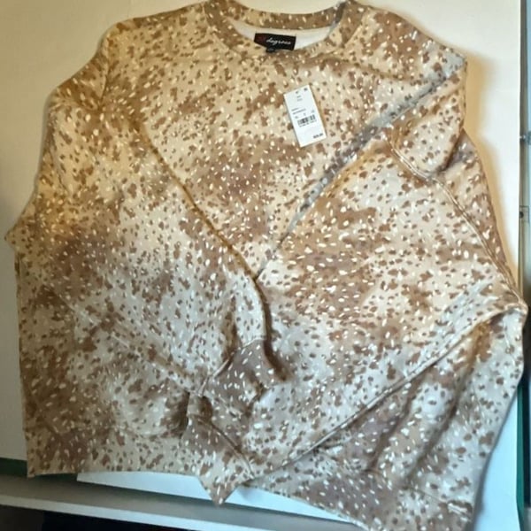 33 Degrees Sweatshirt Size XXL Brown White Doe Fawn Print Fleece