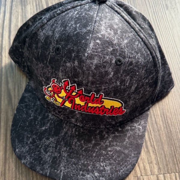 World Industries Willy Flameboy Snapback Acid Wash Black Hat Cap New