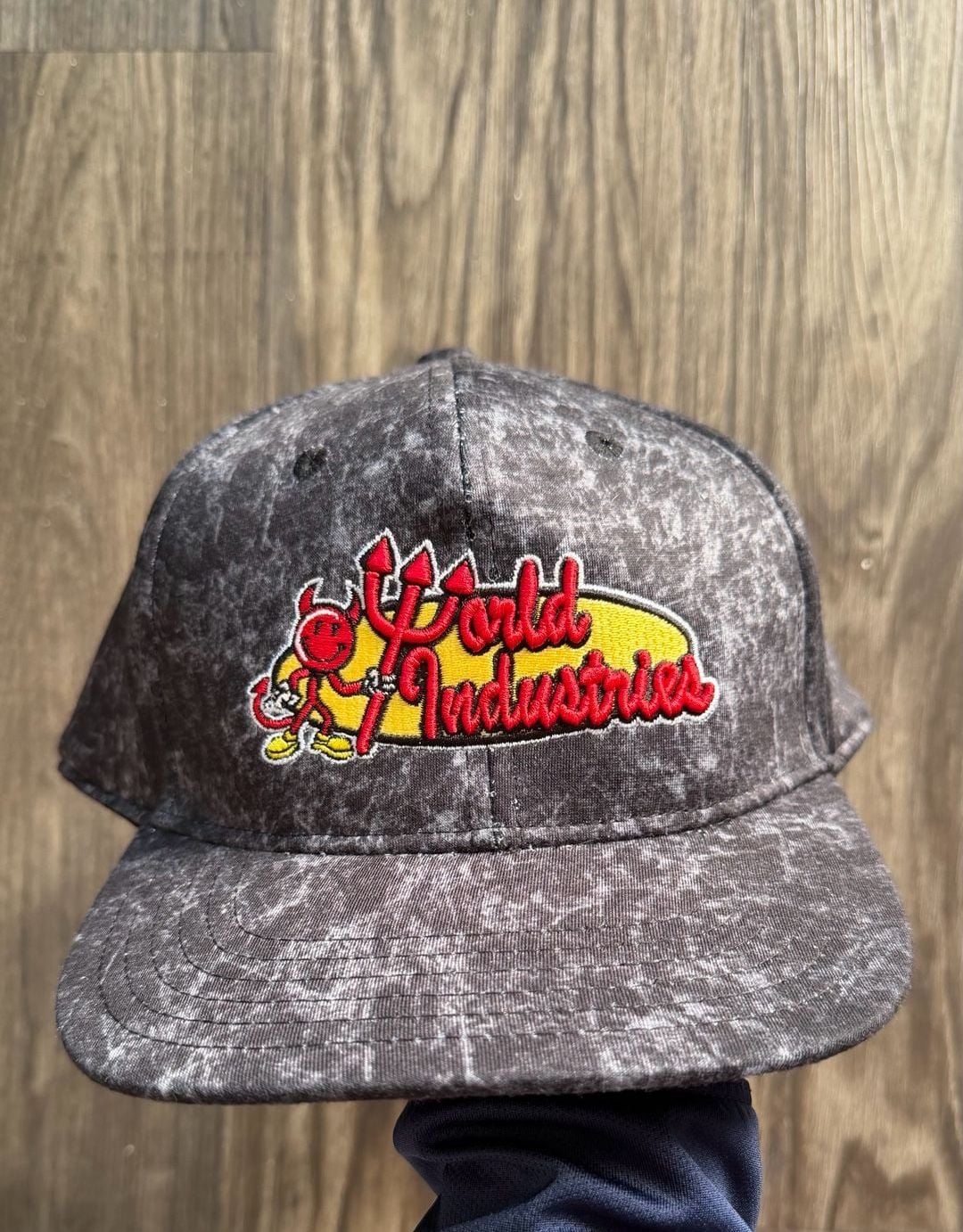 World Industries Willy Flameboy Snapback Acid Wash Black Hat Cap New 3