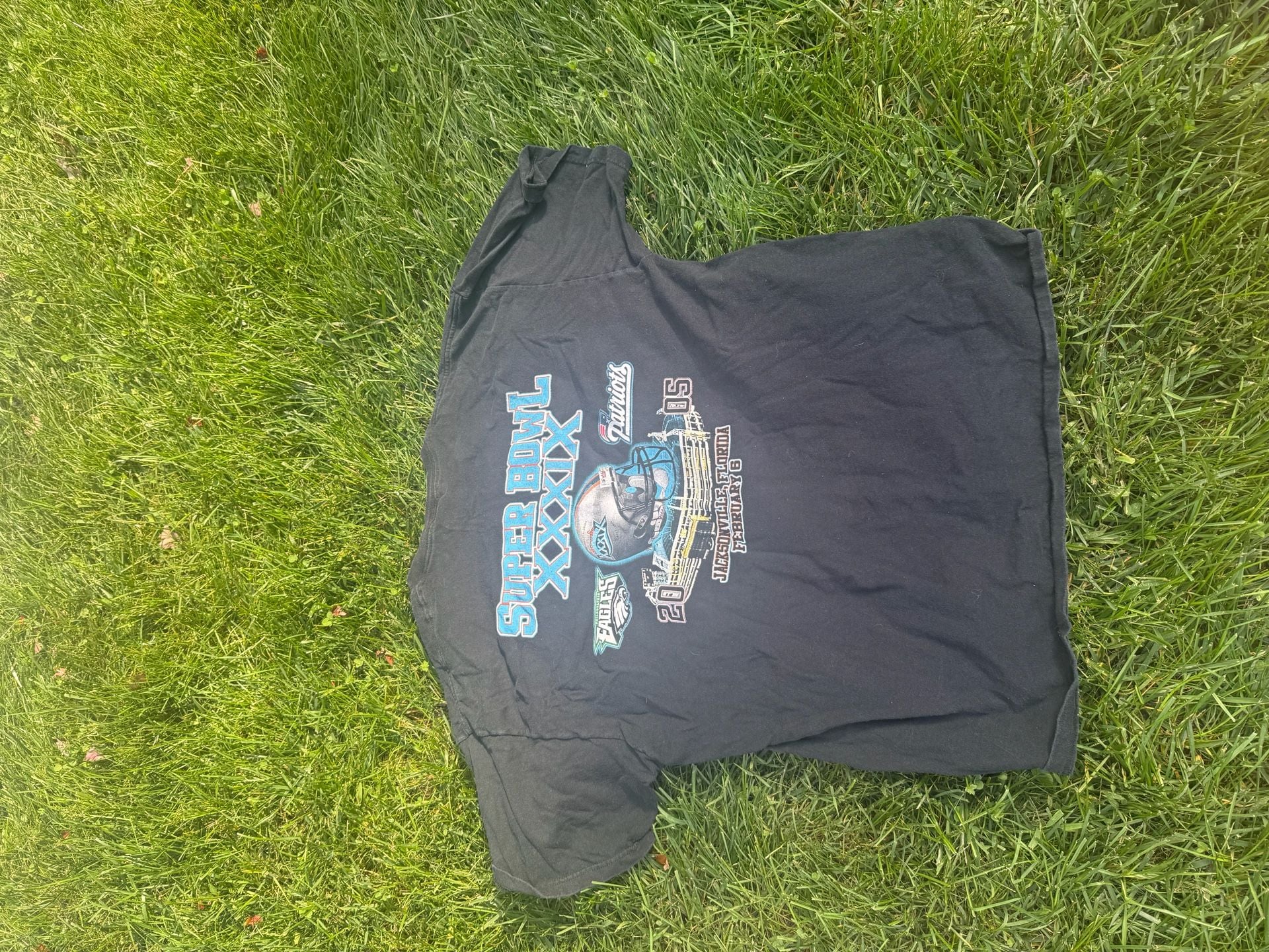 NFL Super Bowl XXXIX Patriots vs Eagles 2005 T-Shirt Black 2