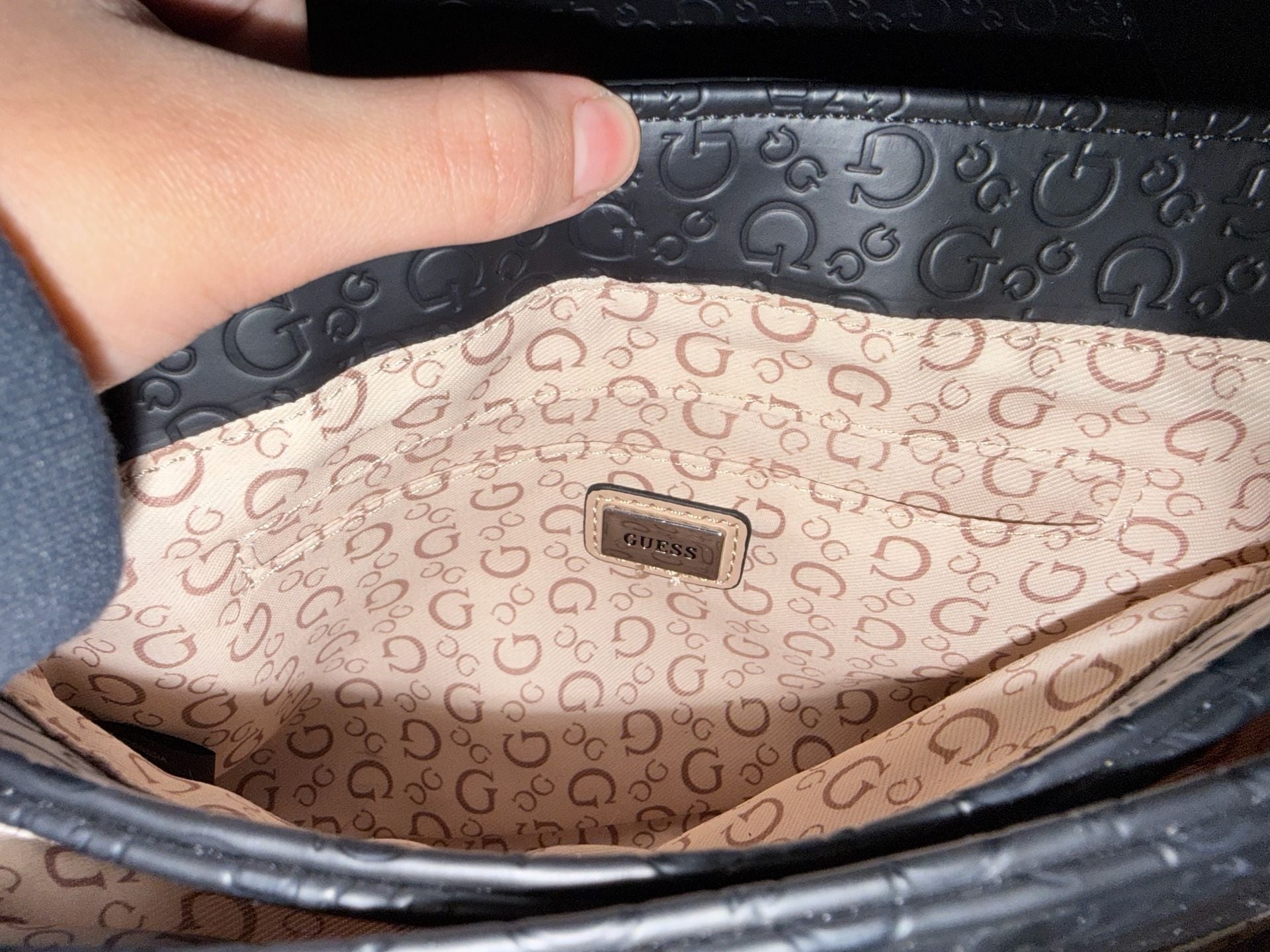 Guess Logo Embossed Metallic Silver Top Handle Crossbody Bag 5