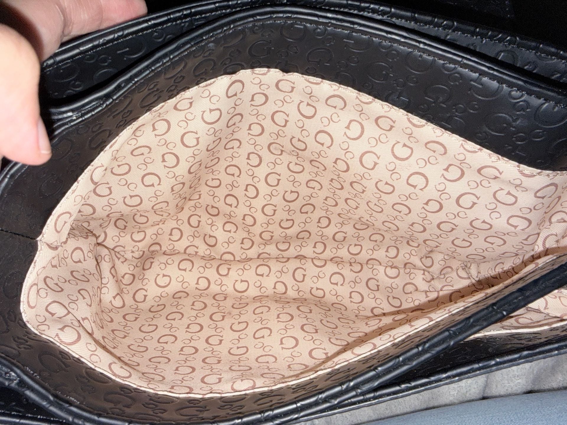 Guess Logo Embossed Metallic Silver Top Handle Crossbody Bag 7