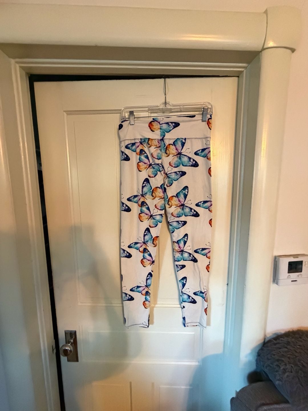 Leggings Size One Size White Butterfly Print Yoga Pants 8