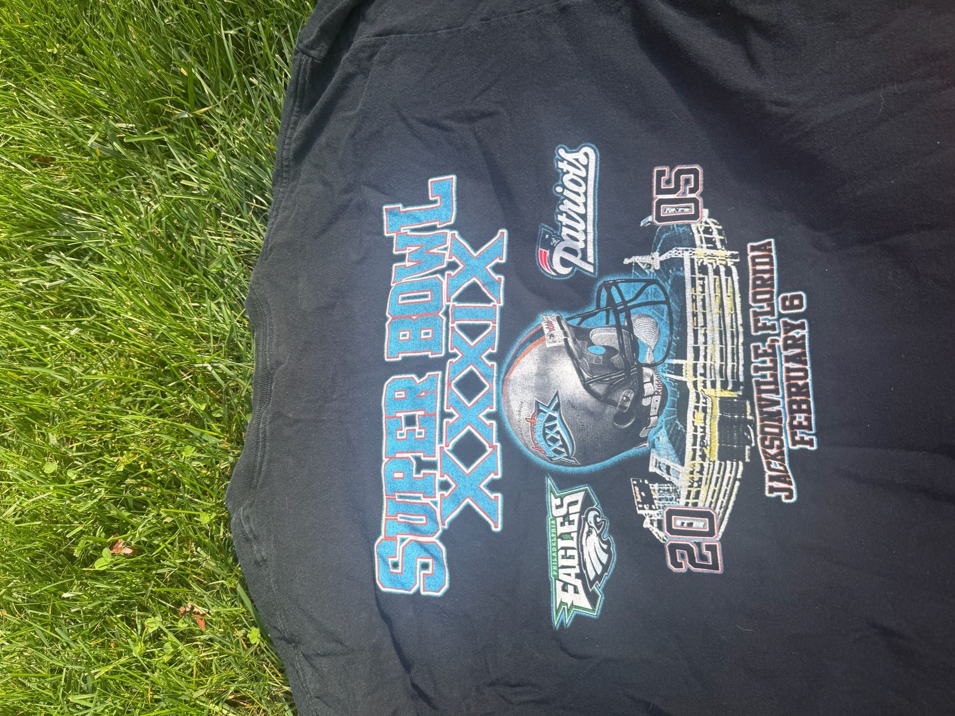 NFL Super Bowl XXXIX Patriots vs Eagles 2005 T-Shirt Black 3