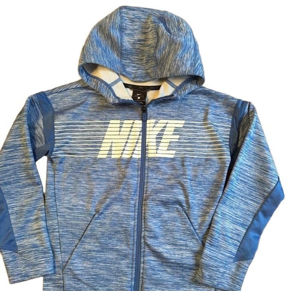 Nike Dri-Fit Full Zip Hoodie Size S Blue Heathered Athletic Jacket youth