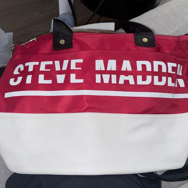 Steve Madden Weekender Overnight Duffle Bag Red White