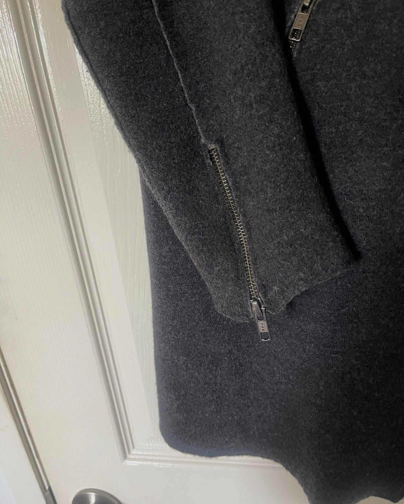 Eileen Fisher Merino Wool Moto Jacket Size PL Charcoal Gray Asymmetric Zip 4