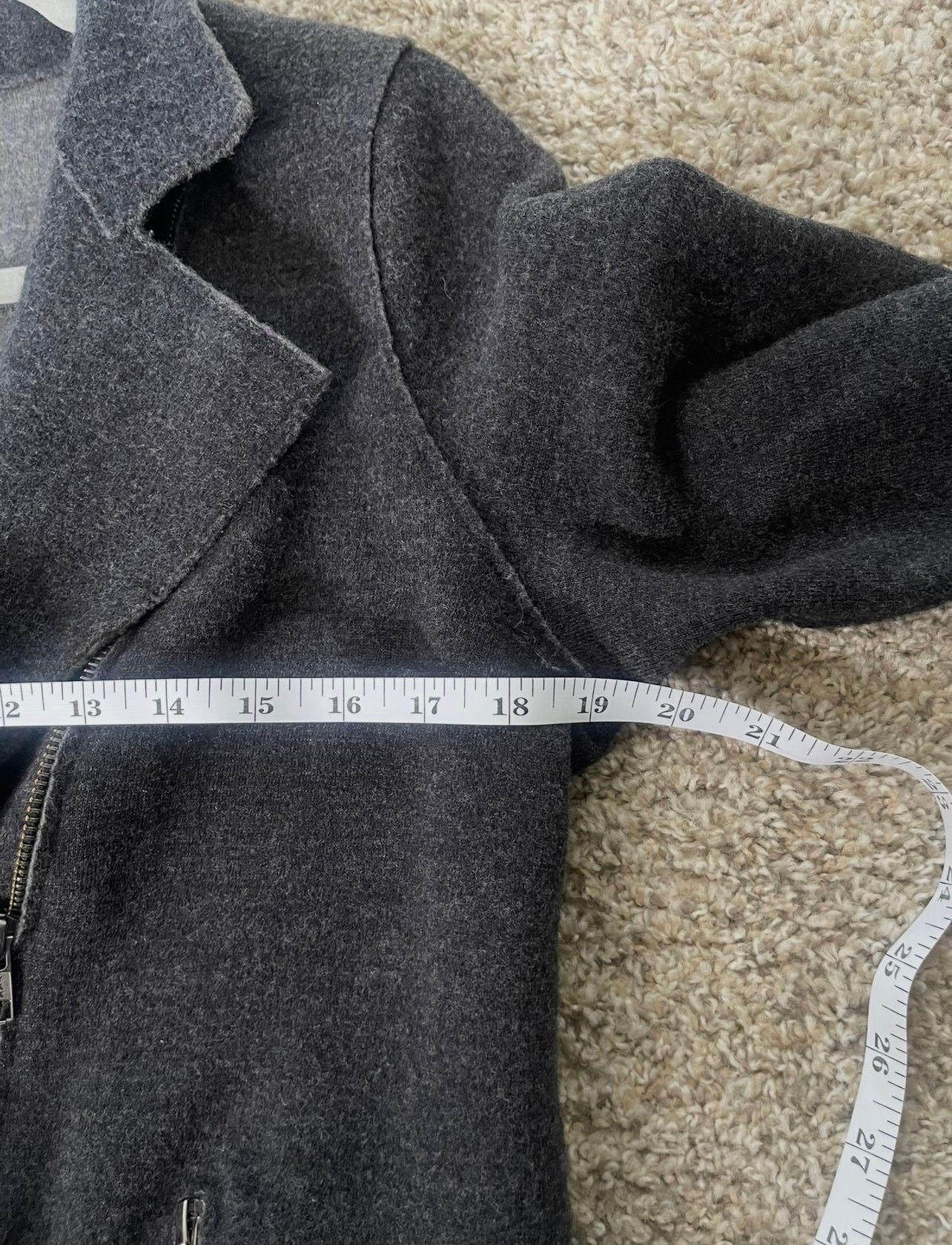 Eileen Fisher Merino Wool Moto Jacket Size PL Charcoal Gray Asymmetric Zip 8