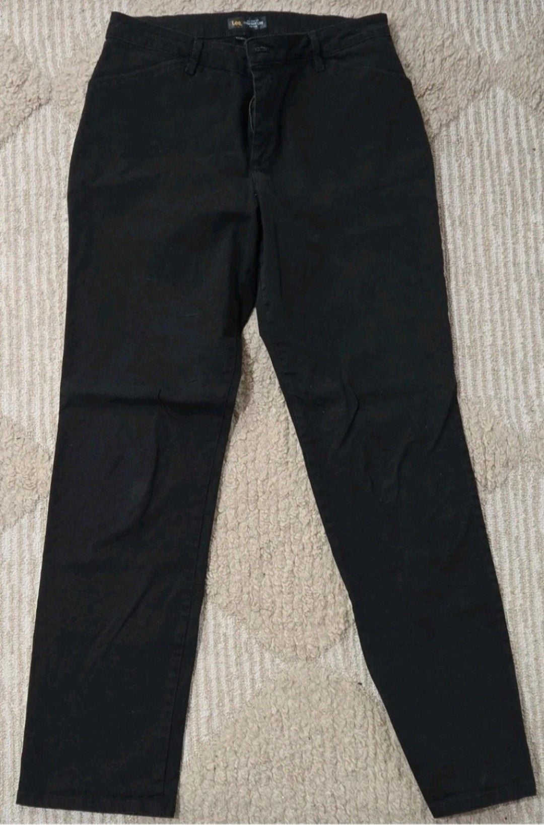 Lee Pants Size 10 Long Black Cotton Stretch Casual Trousers 2