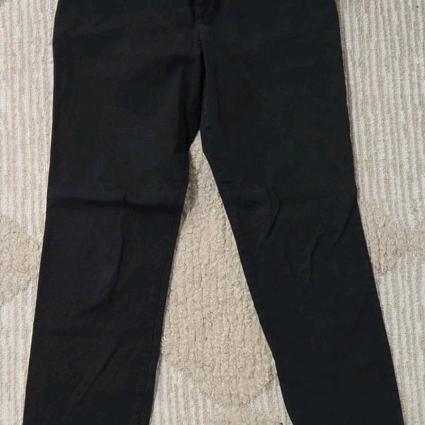 Lee Pants Size 10 Long Black Cotton Stretch Casual Trousers