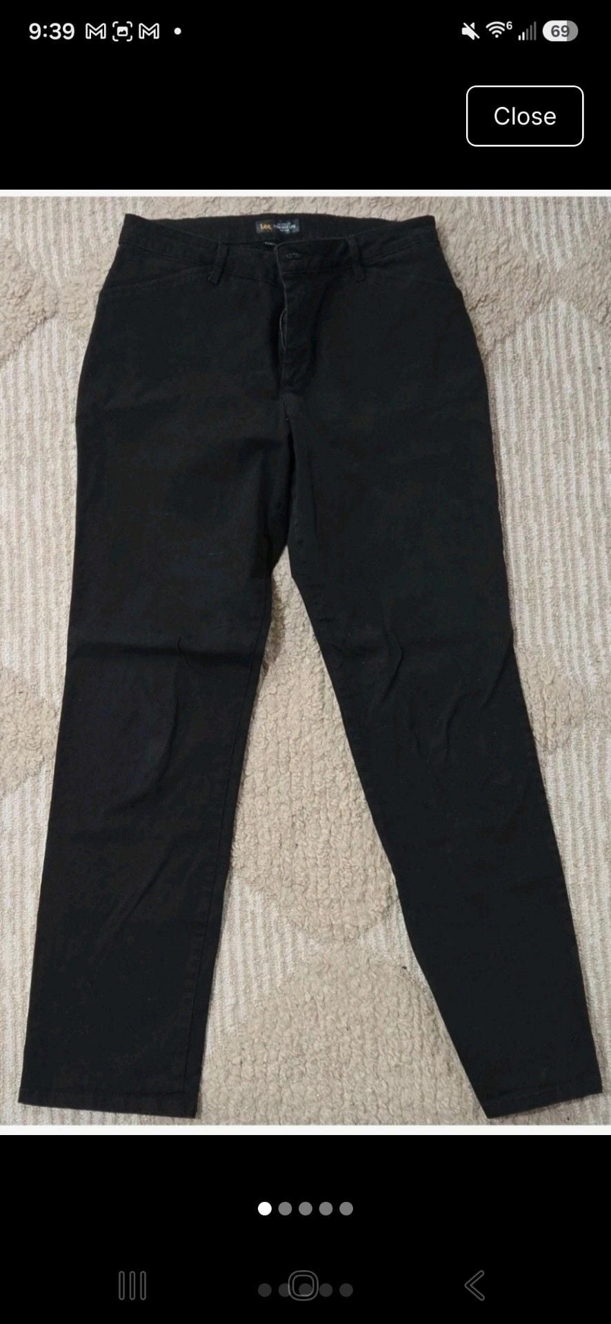Lee Pants Size 10 Long Black Cotton Stretch Casual Trousers 3