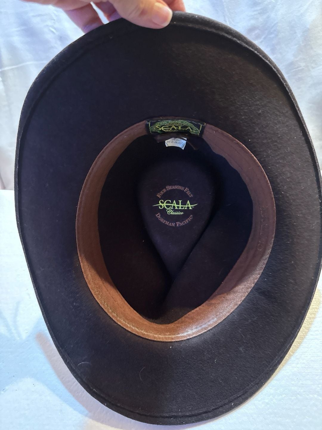 Scala Classico Wool Felt Fedora Hat Brown Leather Band 10
