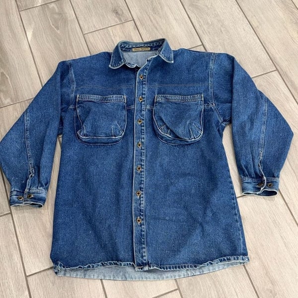 Paco Sports Vintage Blue Denim Long Sleeve Button Up Shirt Item 0497
