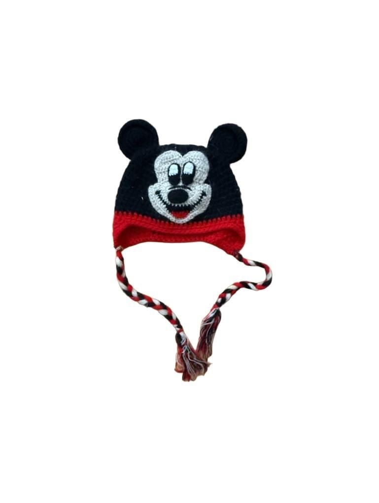 Disney Mickey Mouse Crochet Laplander Beanie Hat Black Red 1