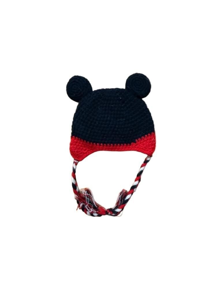 Disney Mickey Mouse Crochet Laplander Beanie Hat Black Red 2