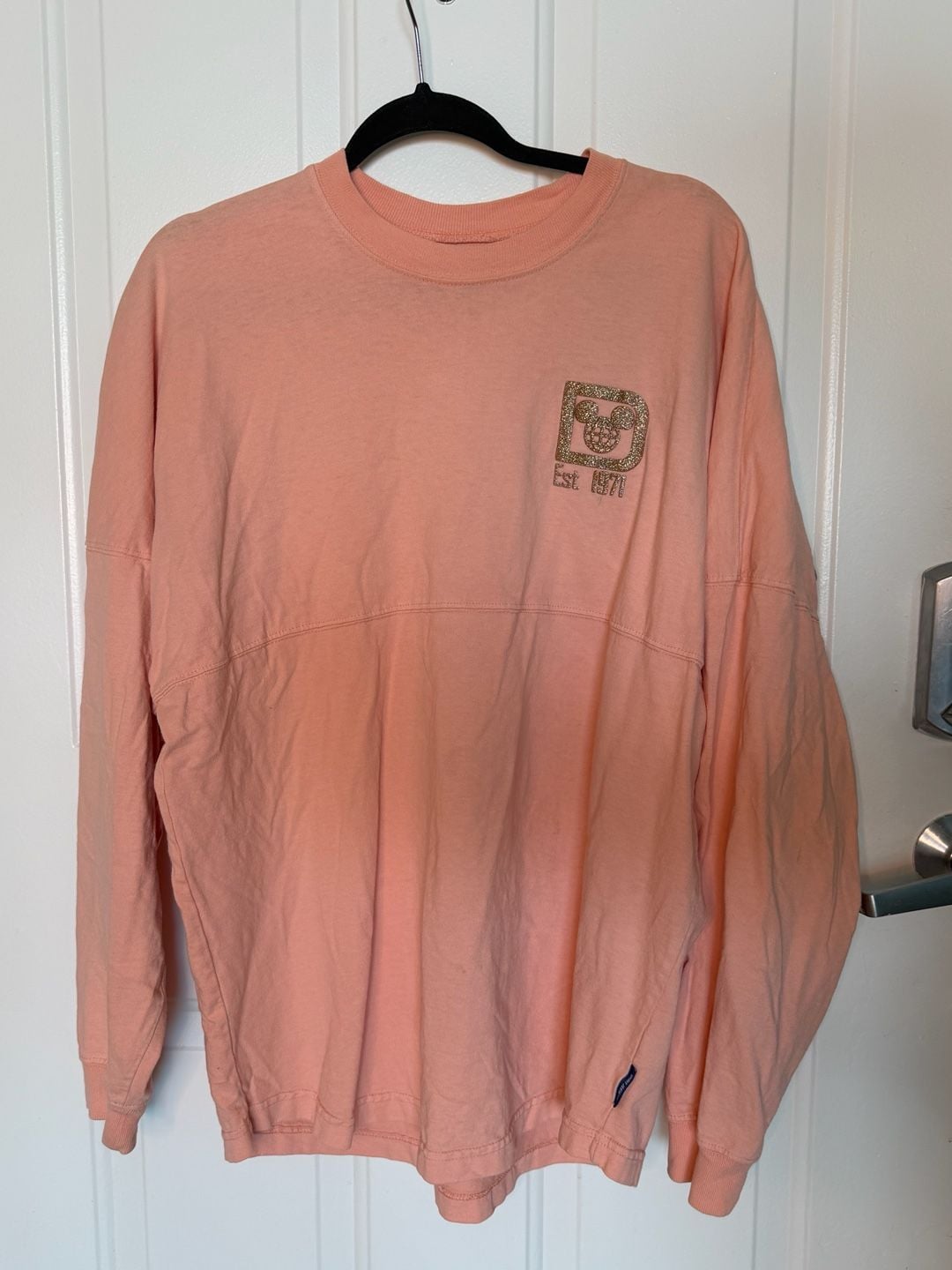 Disney Parks Spirit Jersey Size M Walt Disney World Peach Rose Gold Glitter 1