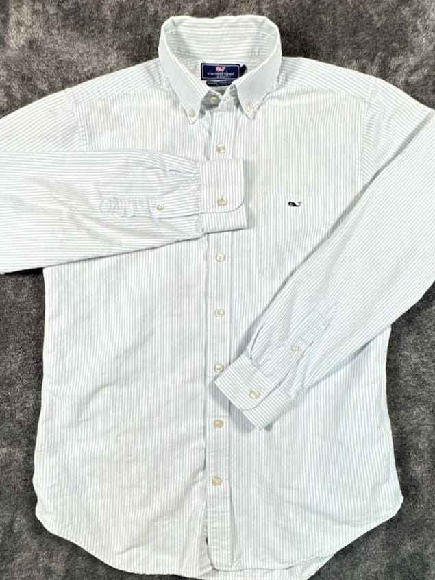 Vineyard Vines Slim Fit Tucker Shirt Striped Button Down Size XS White Blue 3