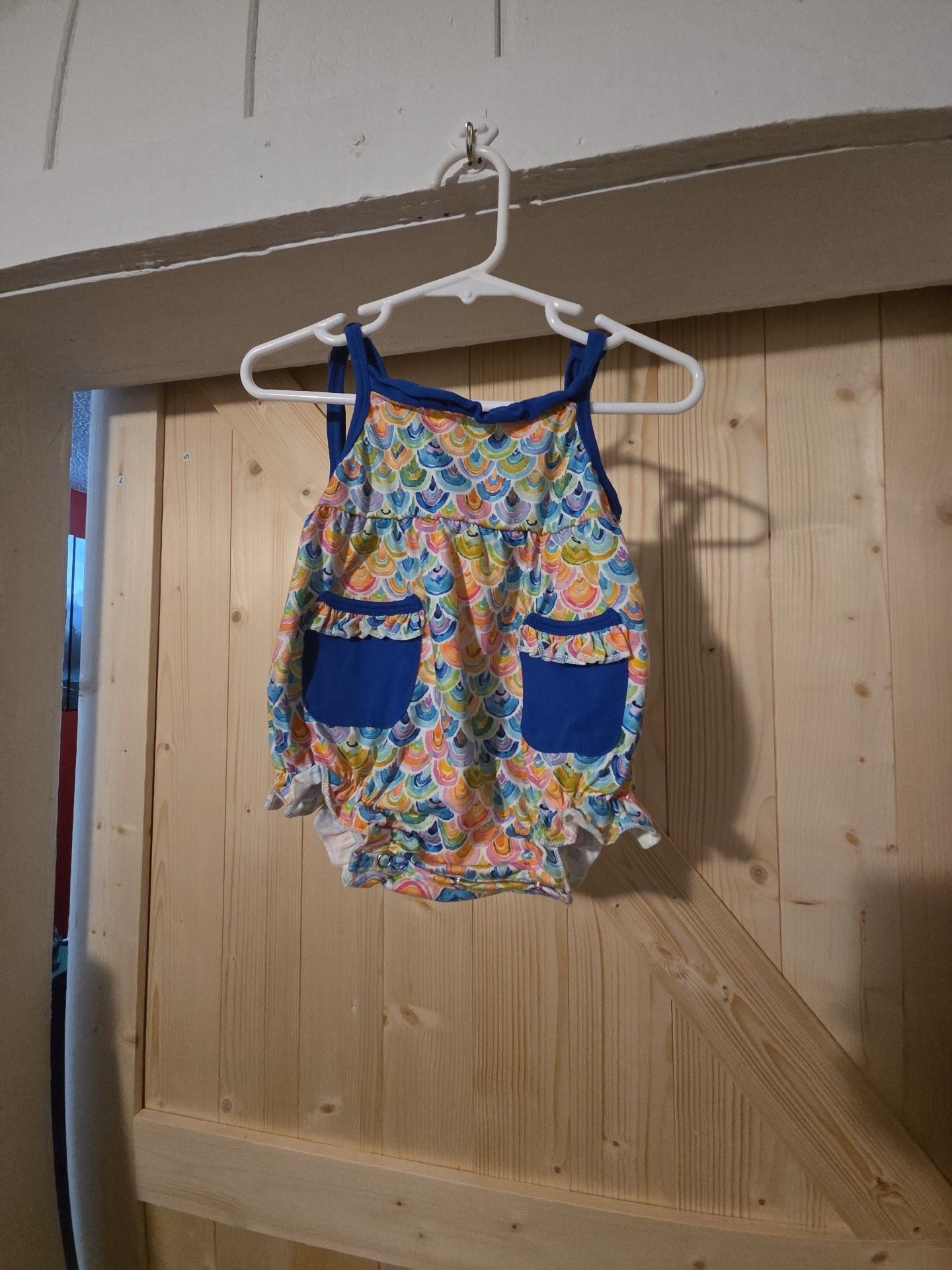 Abby & Evie Rainbow Romper Size 12M Multi Pockets 2