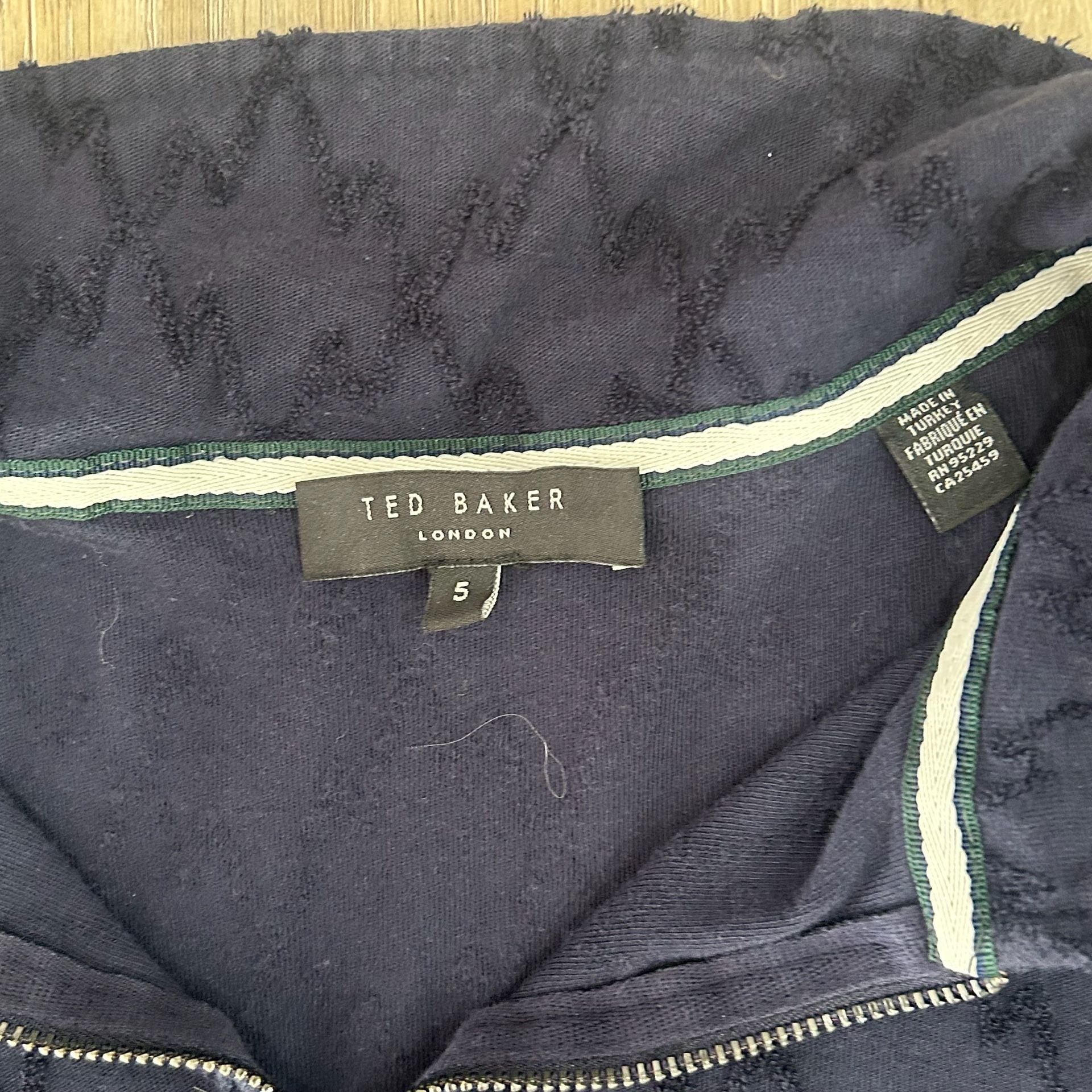 Ted Baker London Half-Zip Polo Size 5 Blue Jacquard Short Sleeve Shirt 4