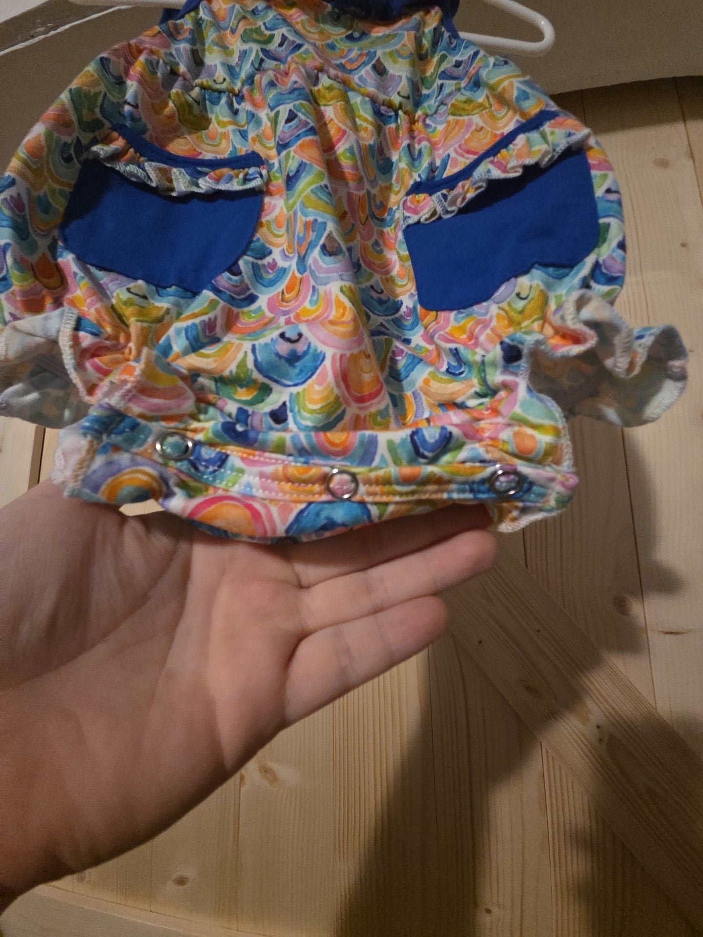 Abby & Evie Rainbow Romper Size 12M Multi Pockets 4