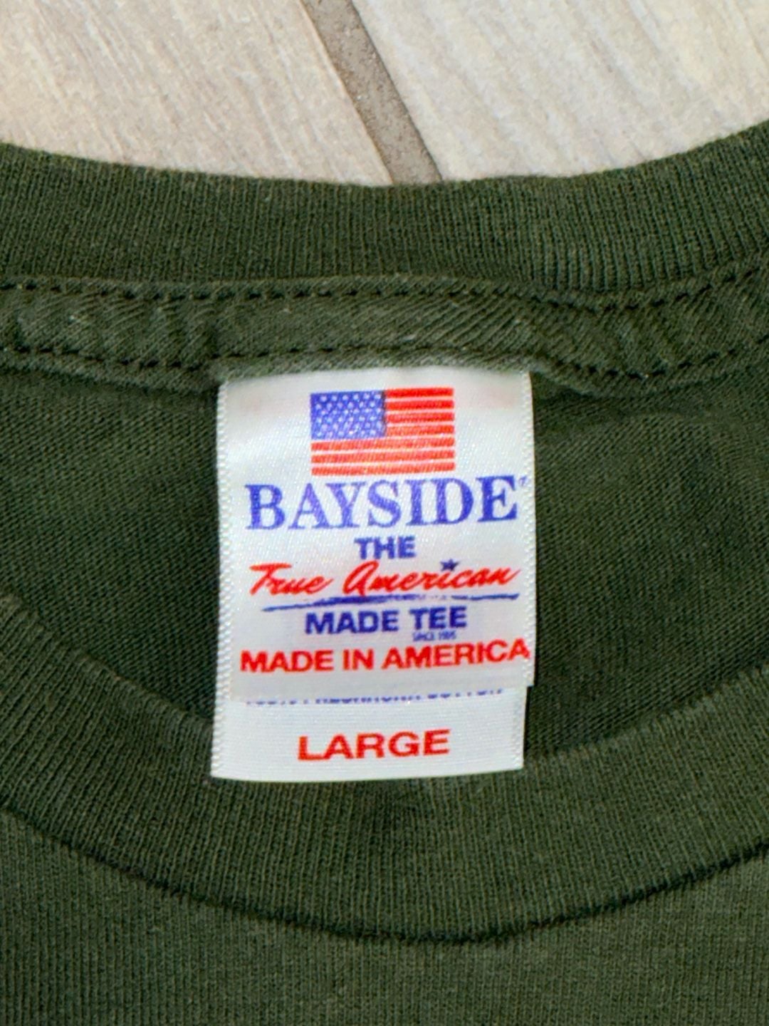 Bayside USMC T-Shirt Large Olive Green Made In USA Graphic Tee Item 0498 5