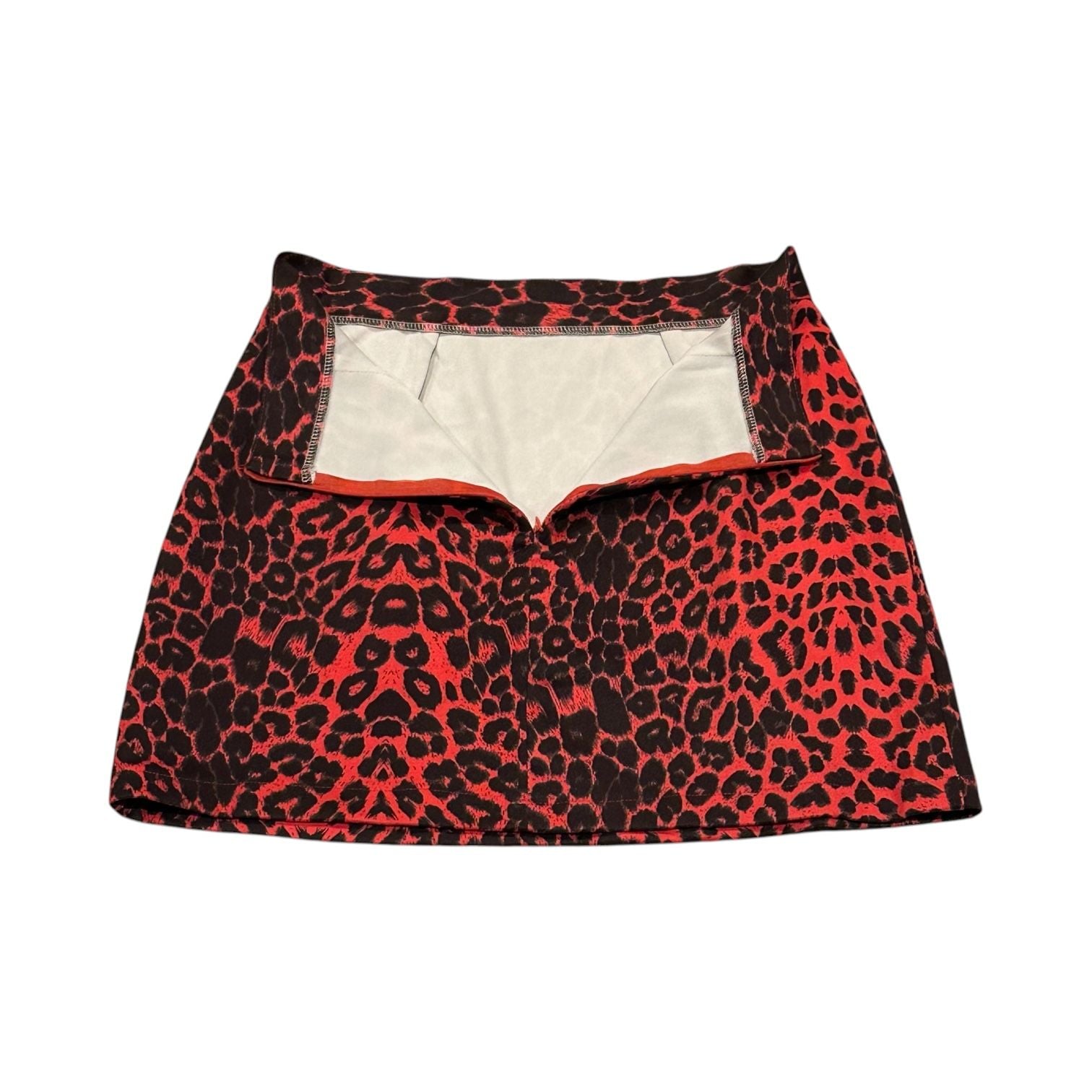 Bershka Red Animal Print Mini Skirt Size Small 4