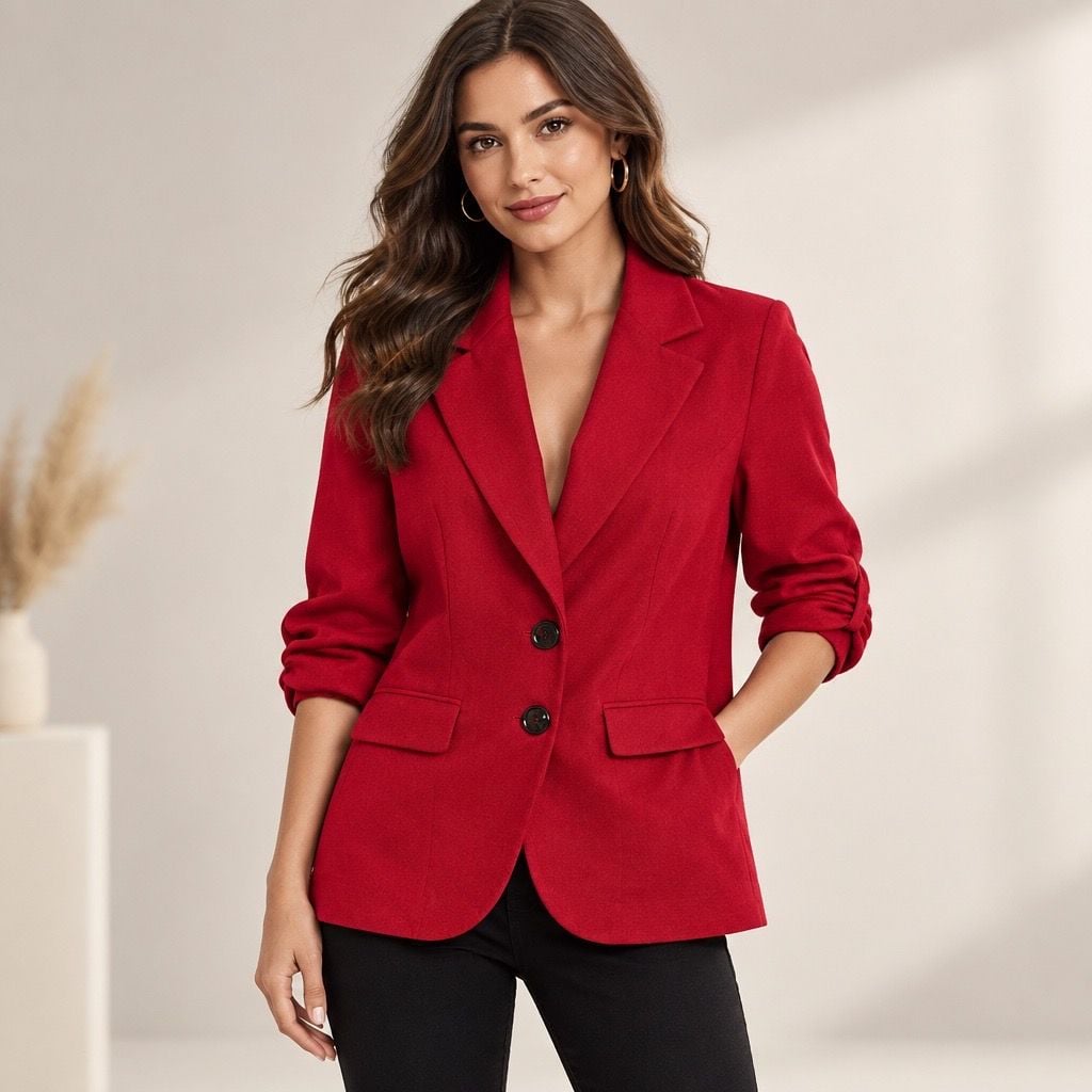 Torrid Blazer Size 2 Red Business Casual Work Office Jacket Pockets 2