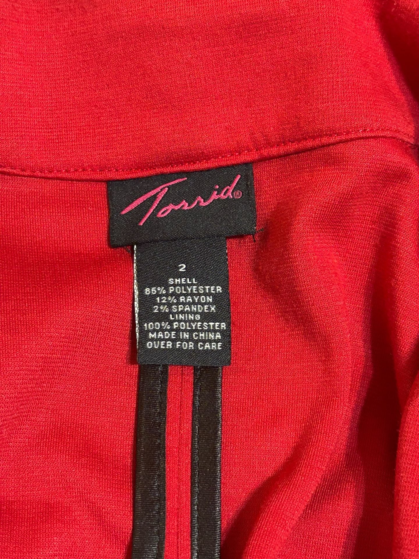 Torrid Blazer Size 2 Red Business Casual Work Office Jacket Pockets 3