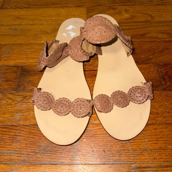Jack Rogers Lauren Sandals Size 9M Cognac Leather