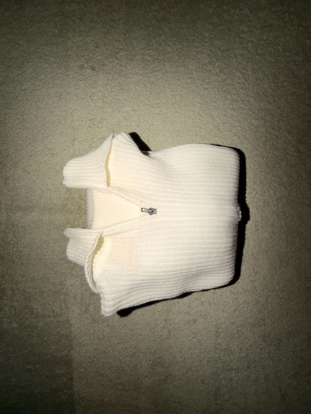 Finest Quality Half Zip Ribbed Sweater Size S White Knit Made in Korea 9