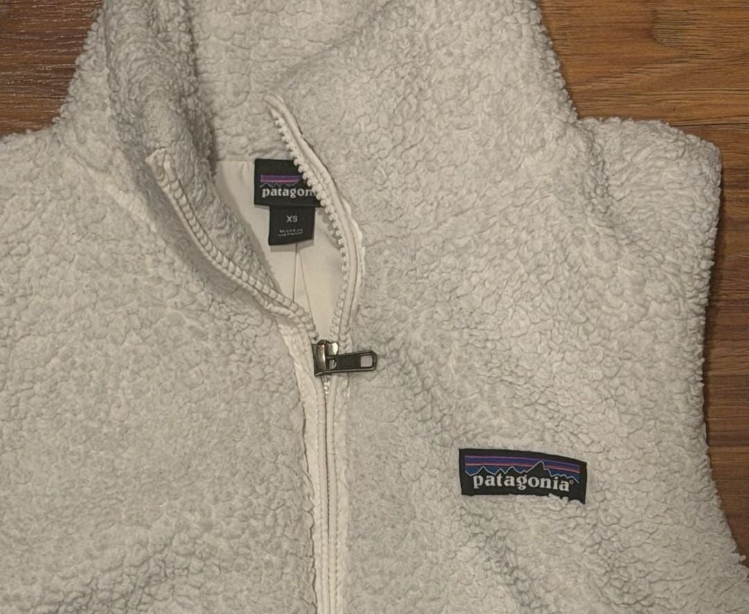 Patagonia Los Gatos Fleece Vest Size XS White Full Zip 3