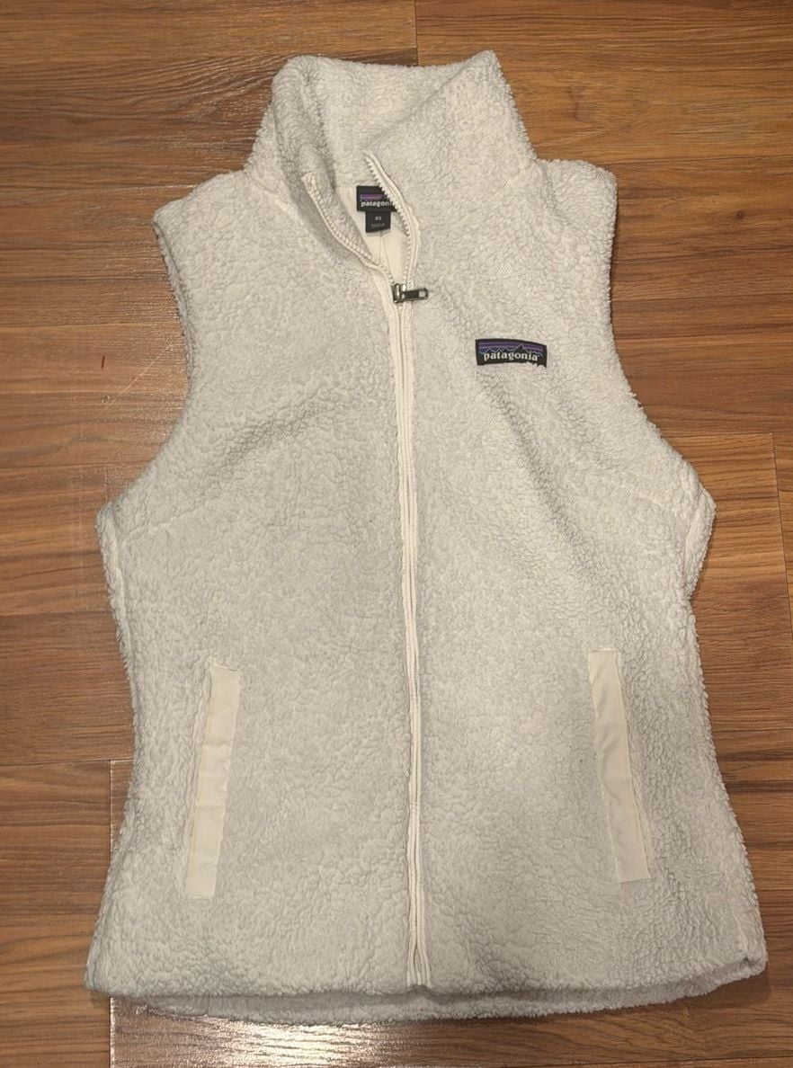 Patagonia Los Gatos Fleece Vest Size XS White Full Zip 4