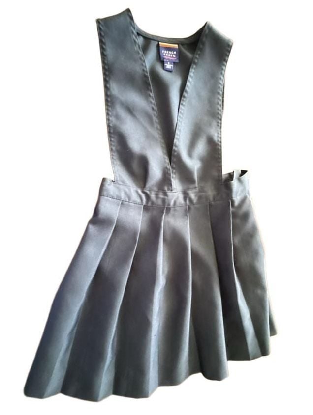 Girls French Toast School Uniform V-Neck Pleated Jumper Size 6 Blue 2