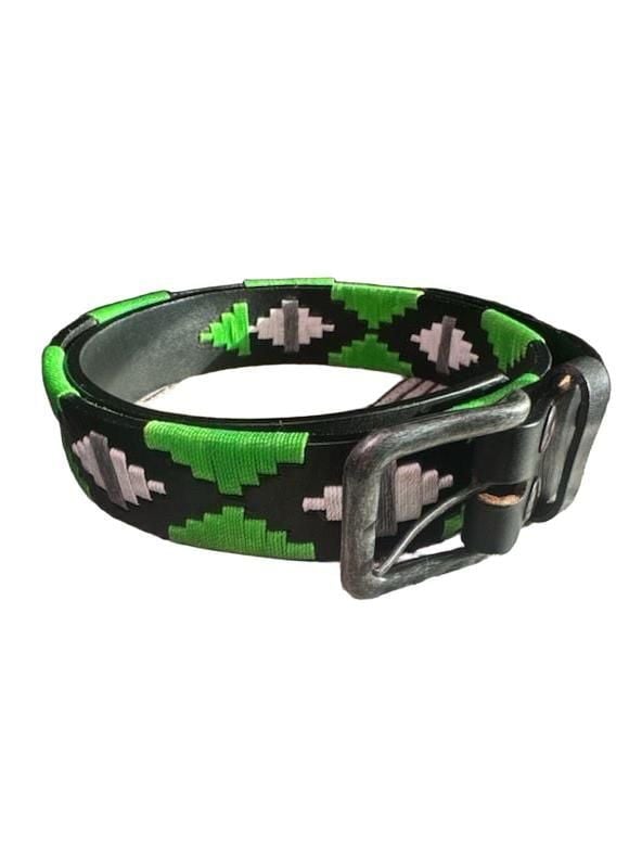 Zilker Belt Size 36 Black Green Leather Embroidered 2