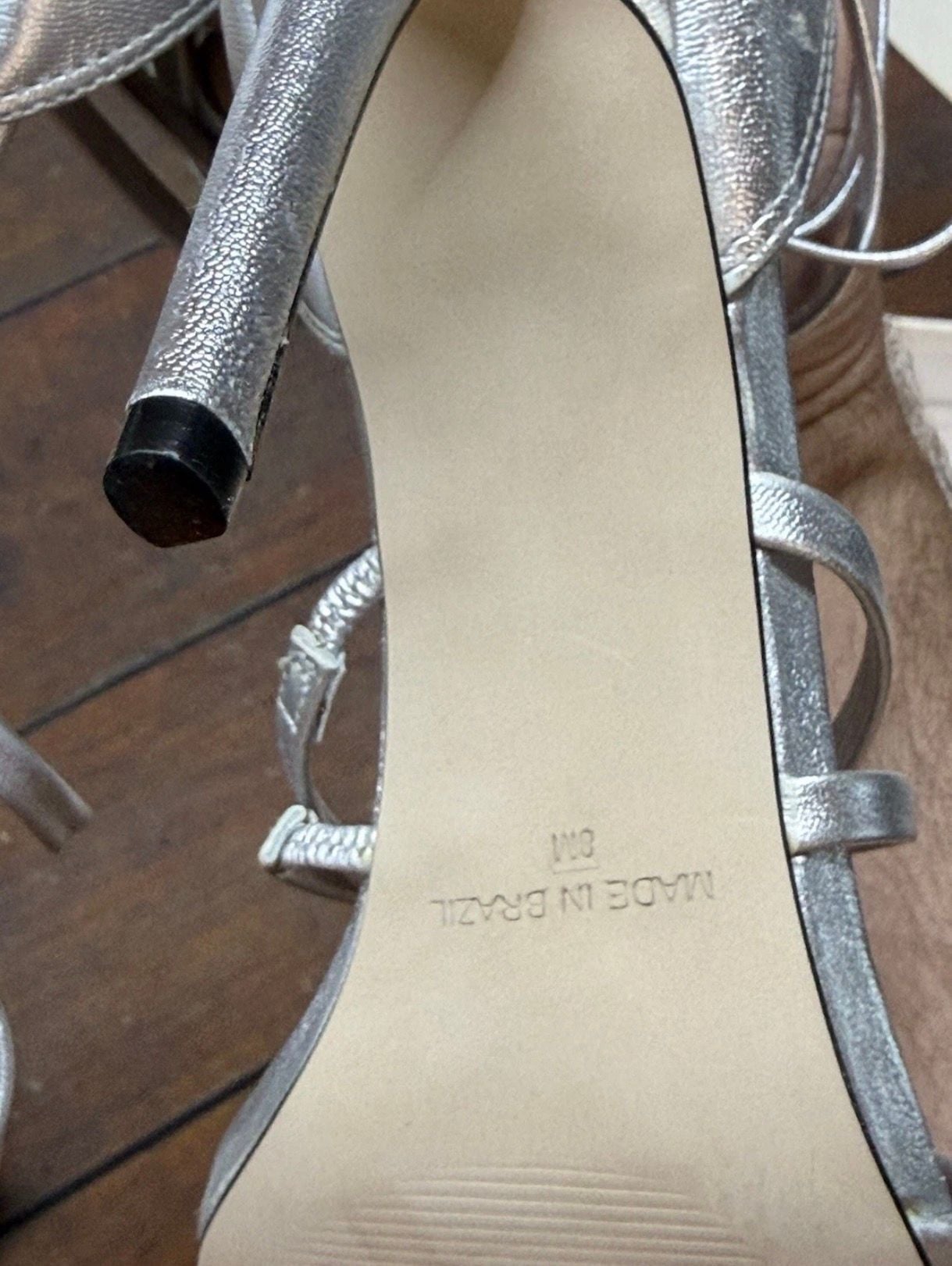 Steve Madden Tierney Strappy Stiletto Heel Sandal Size 8 Silver 6