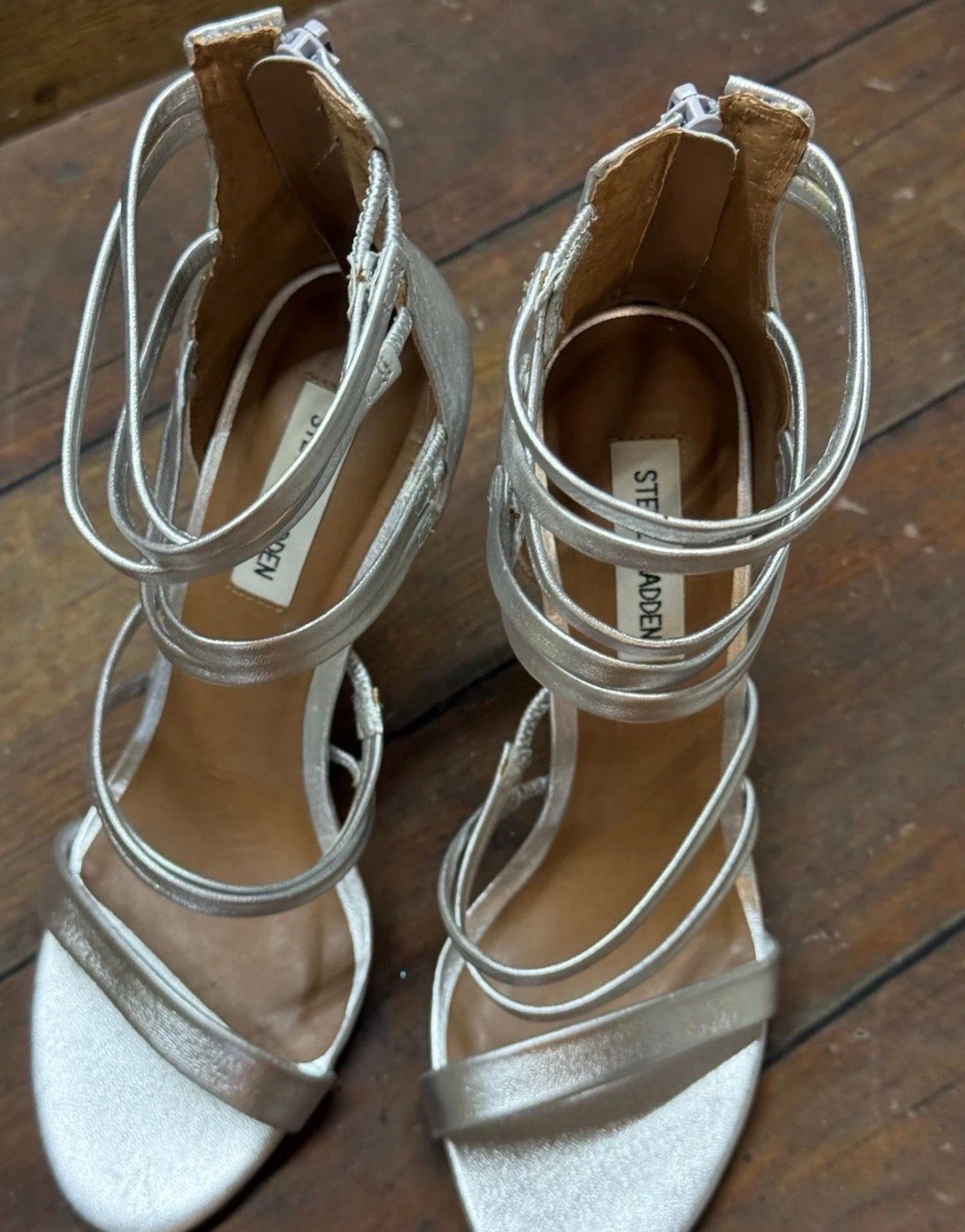 Steve Madden Tierney Strappy Stiletto Heel Sandal Size 8 Silver 7