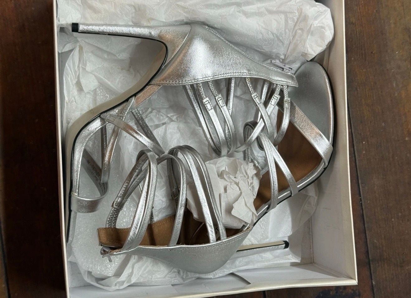 Steve Madden Tierney Strappy Stiletto Heel Sandal Size 8 Silver 10