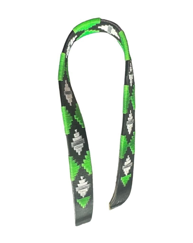 Zilker Belt Size 36 Black Green Leather Embroidered 4