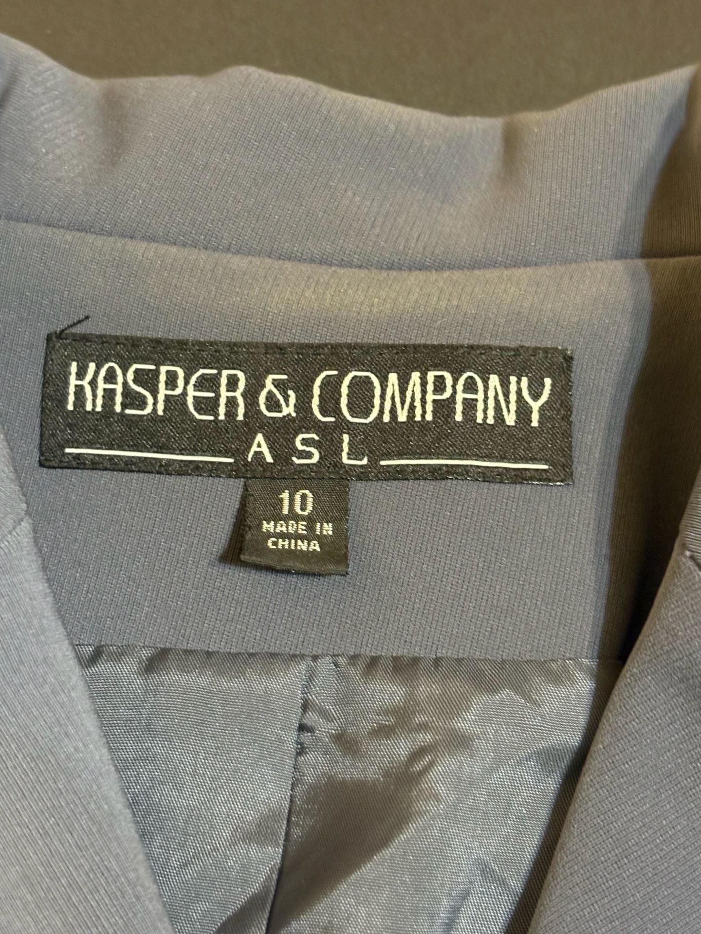 Kasper & Company Blazer Size 10 Blue Long Sleeve Button Front 3
