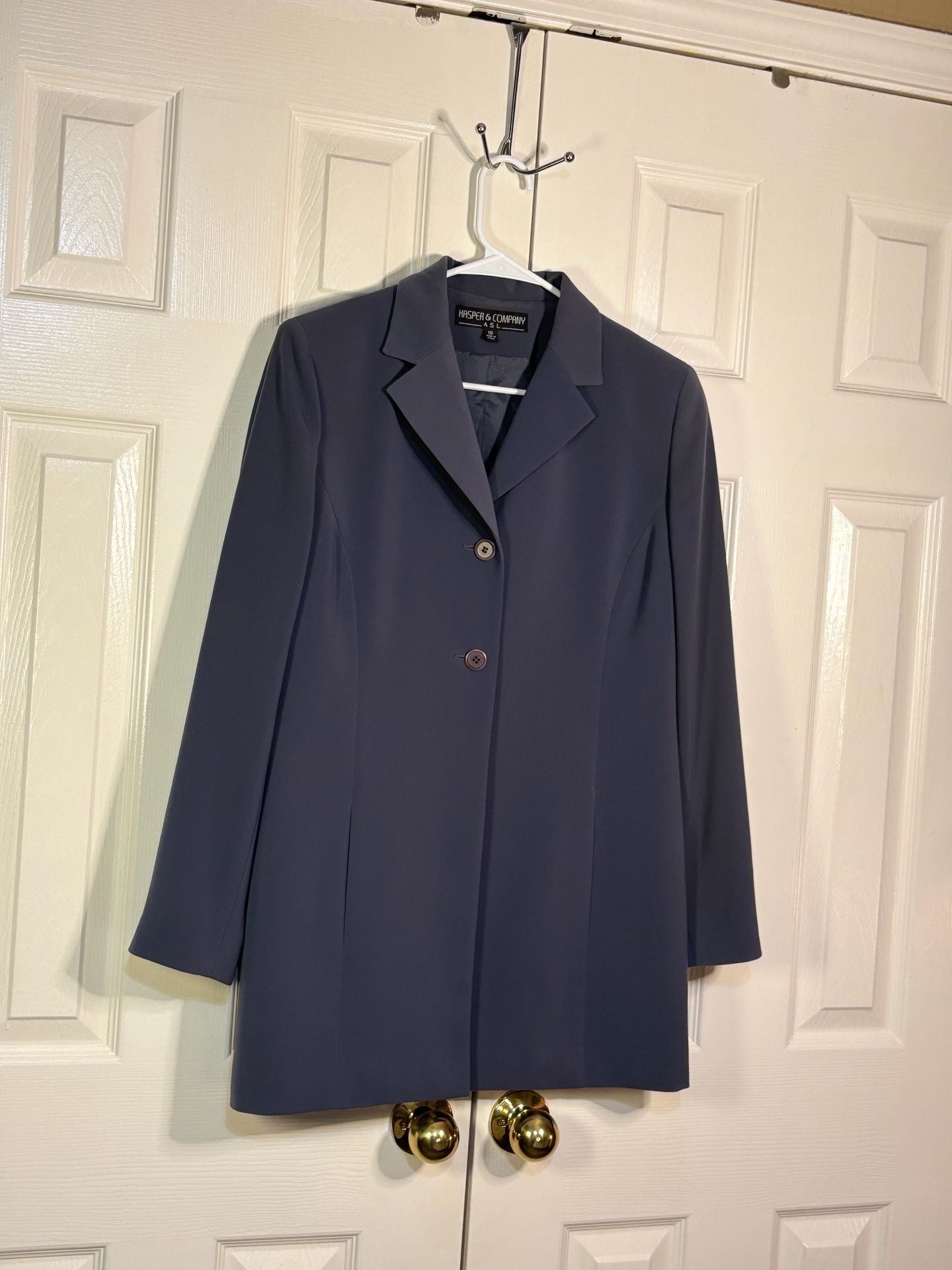Kasper & Company Blazer Size 10 Blue Long Sleeve Button Front 5