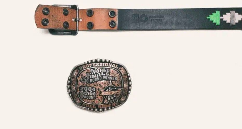 Zilker Belt Size 36 Black Green Leather Embroidered 5