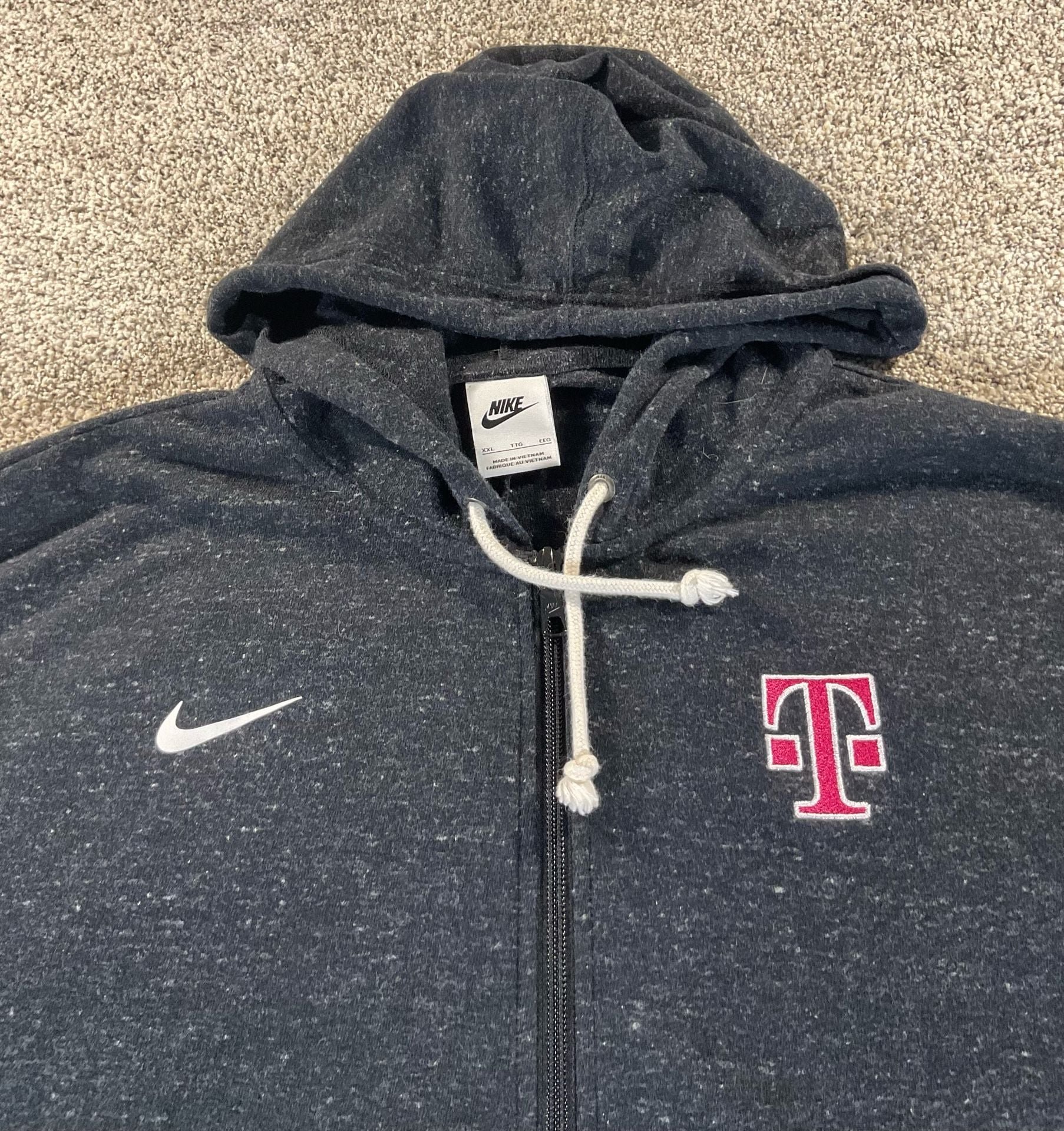 Nike Full-Zip Hoodie Size XXL Black Heather T-Mobile Embroidered Logo 2