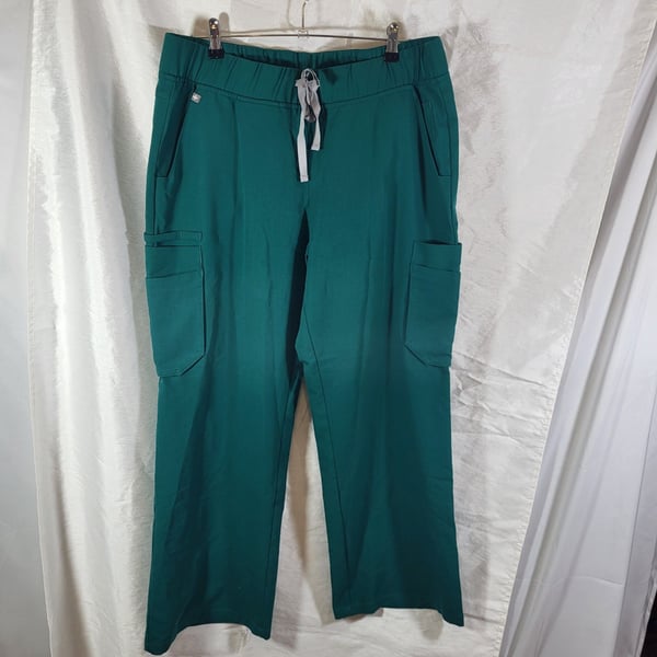 FIGS Technical Collection Scrub Pants Size L Green Cargo Drawstring W19SW2001
