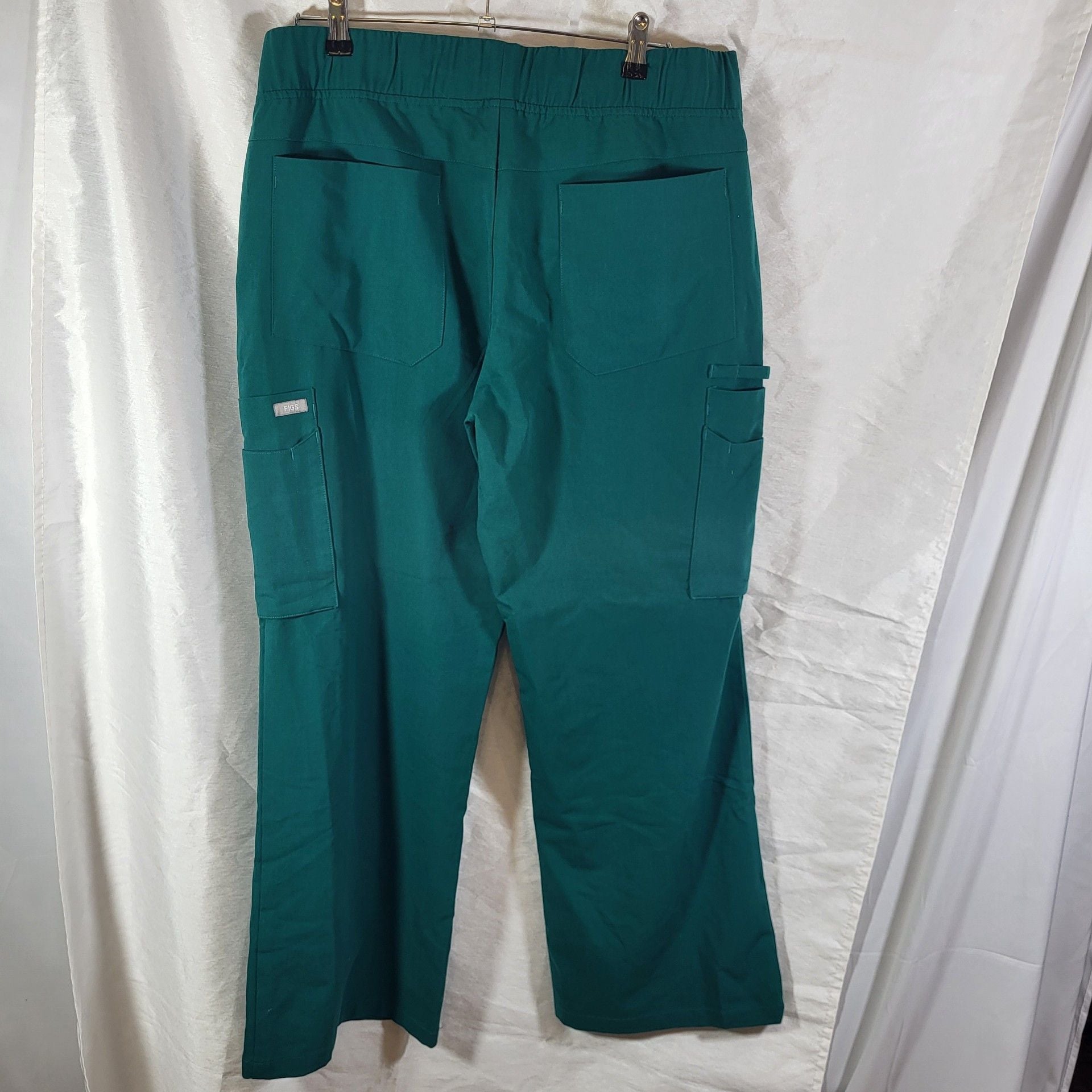 FIGS Technical Collection Scrub Pants Size L Green Cargo Drawstring W19SW2001 3