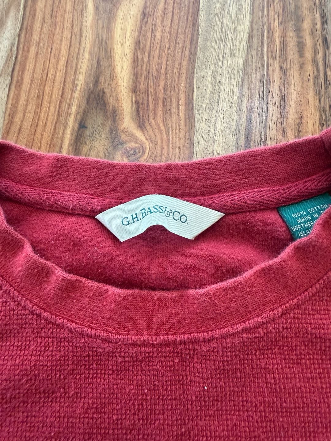 Vintage G.H. Bass & Co. Thermal Shirt Size XL Red Waffle Knit 3