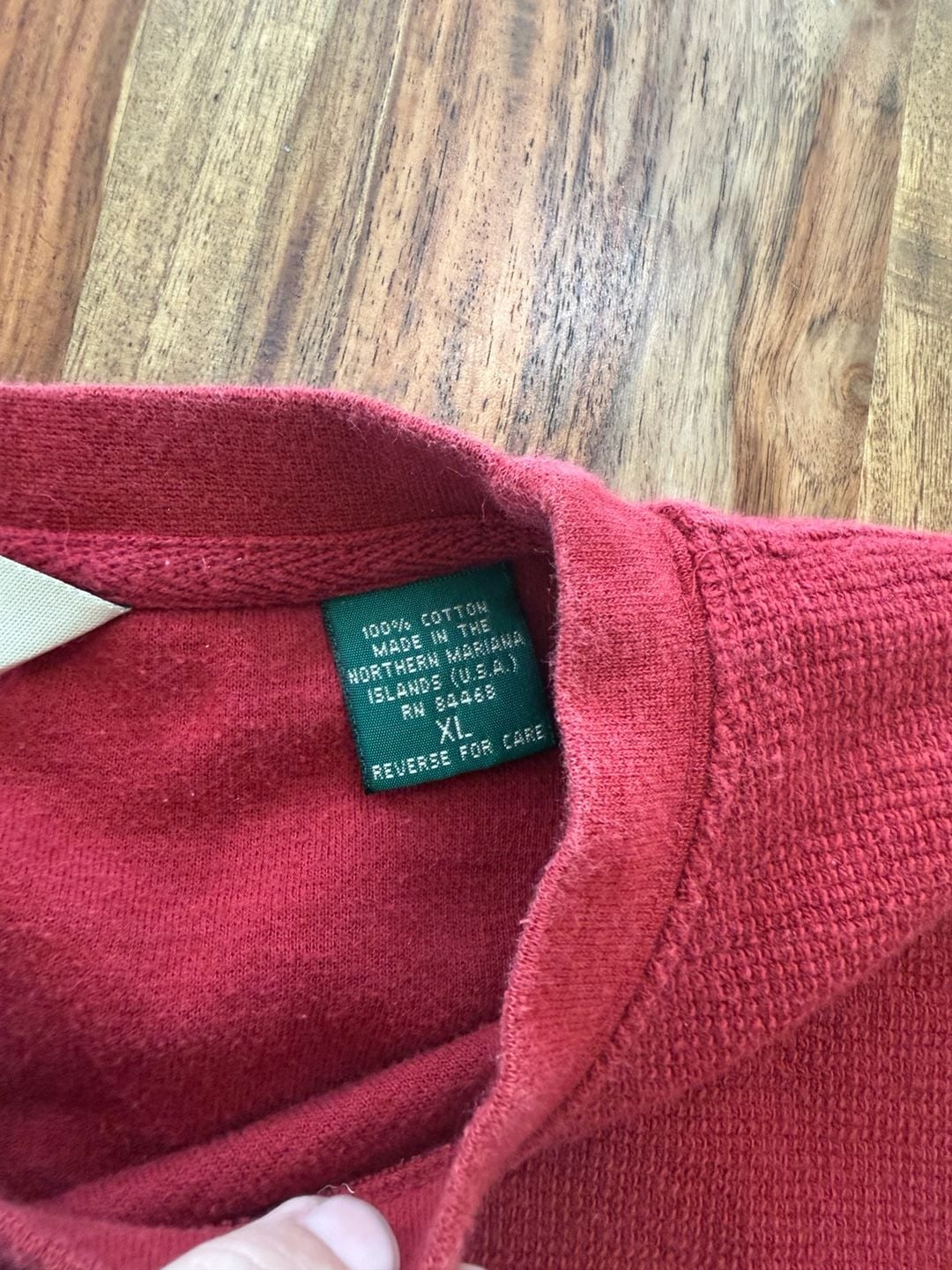Vintage G.H. Bass & Co. Thermal Shirt Size XL Red Waffle Knit 4